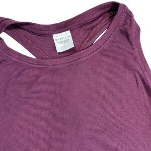 Athleta Womens Tank Top Large Purple Ribbed Racerback Athletic Casual